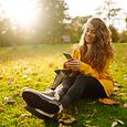 girl phone fall outdoors